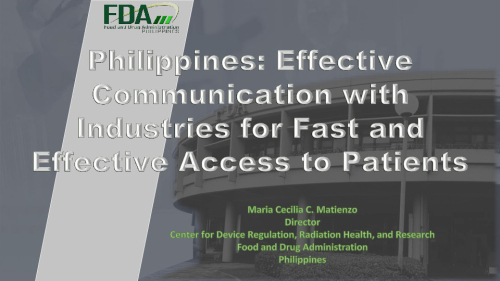 Philippines: Effective communication with Industries for Fast and Effective Access to Patients